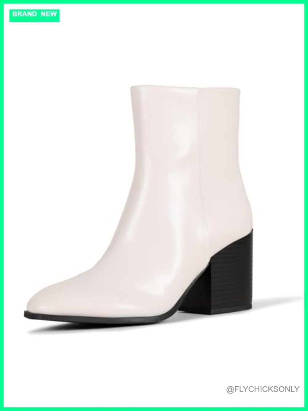 Clean Stacked Heel Ankle Boots Faux Leather Memory Foam Insole Side Zipper